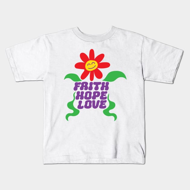 Faith Hope Love Kids T-Shirt by Puding Vektor